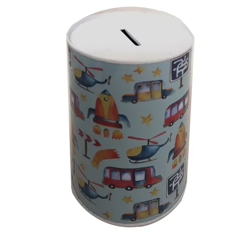 Spaarblik raket helikopter bus 10x15 cm